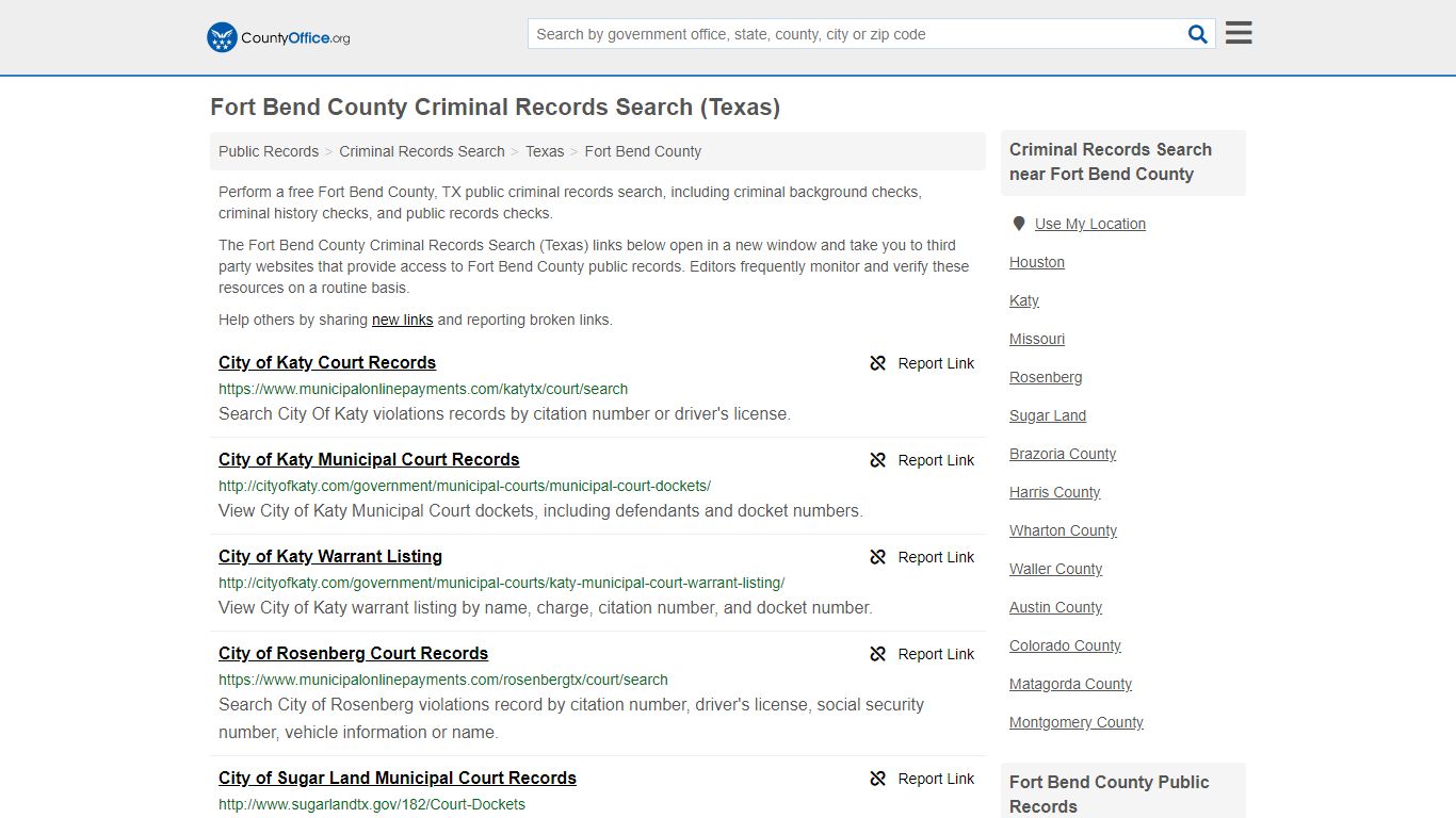 Criminal Records Search - Fort Bend County, TX (Arrests ...